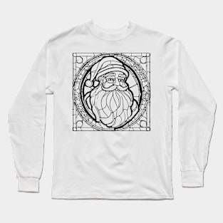 Santa Claus Stained Glass (Black) Long Sleeve T-Shirt